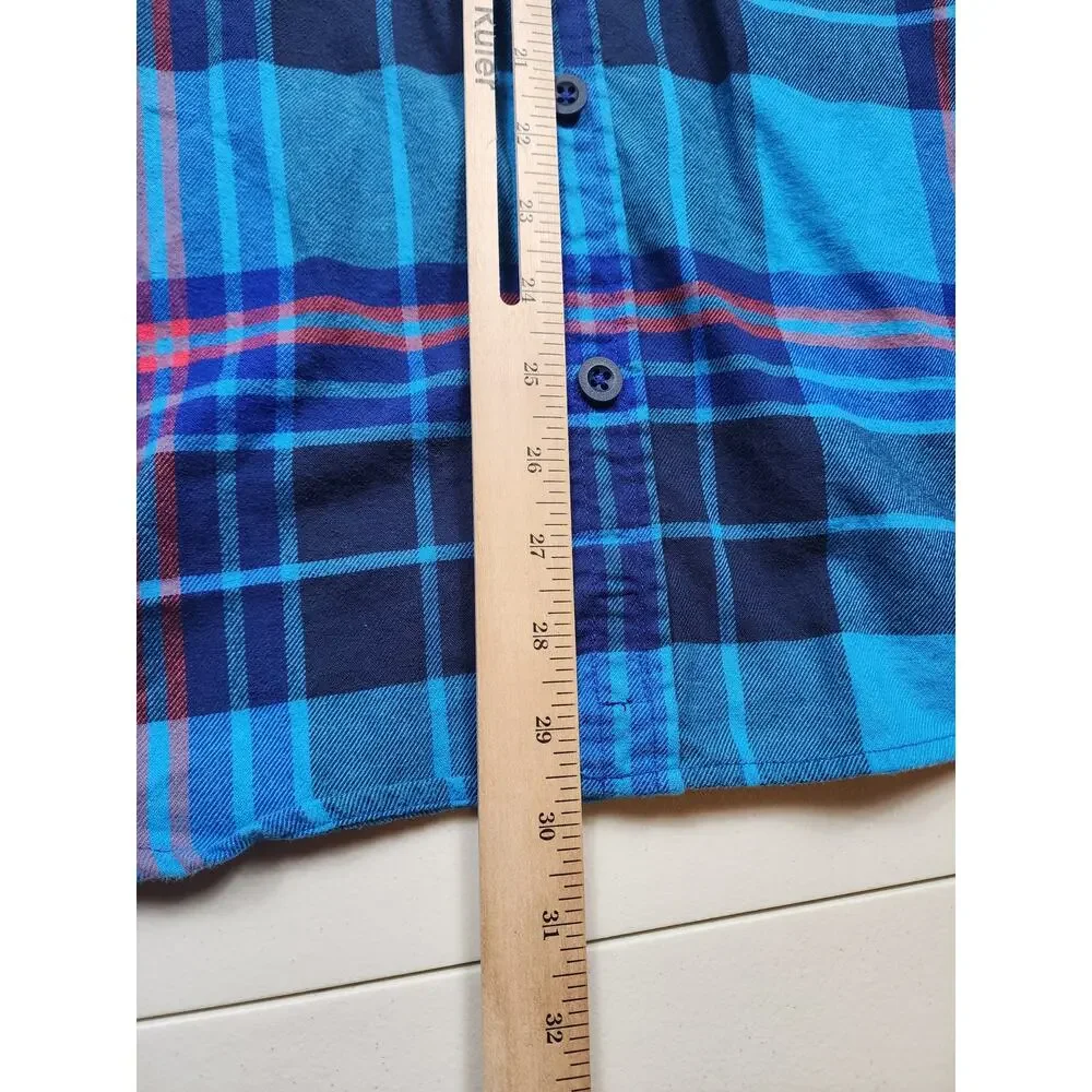 Burton Flannel Shirt Mens Large Blue Plaid Long Sleeve Button Skate Lumberjack - Picture 7 of 12